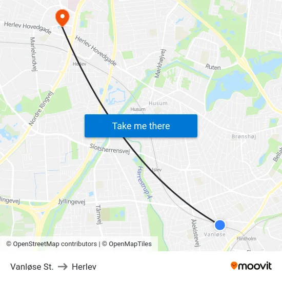 Vanløse St. to Herlev map