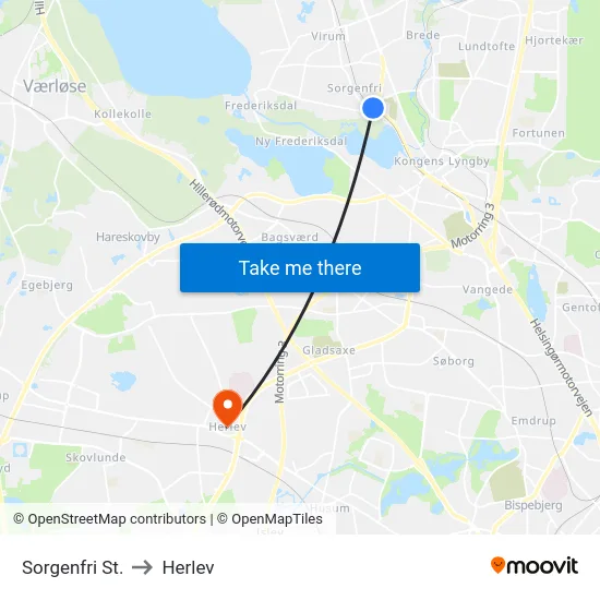 Sorgenfri St. to Herlev map