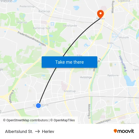 Albertslund St. to Herlev map