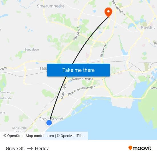 Greve St. to Herlev map