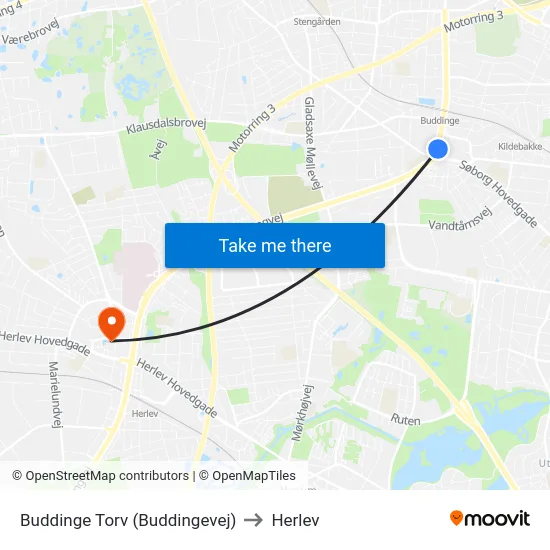 Buddinge Torv (Buddingevej) to Herlev map