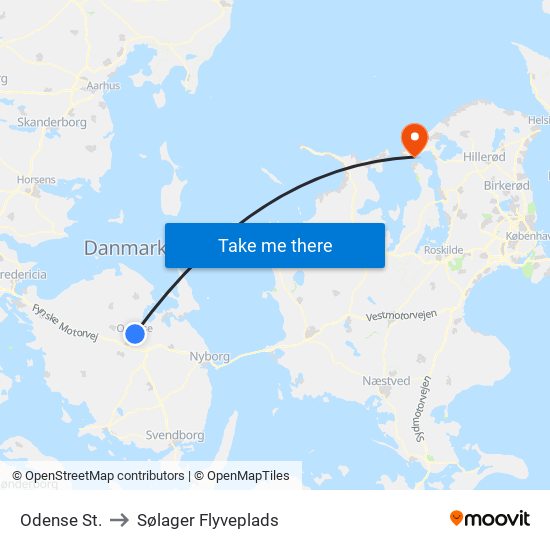 Odense St. to Sølager Flyveplads map