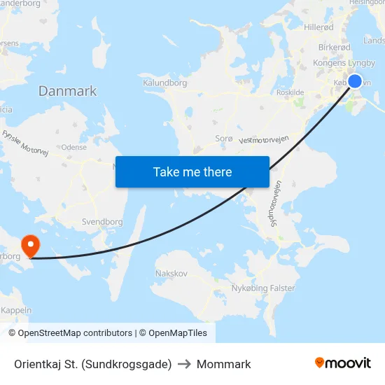 Orientkaj St. (Sundkrogsgade) to Mommark map
