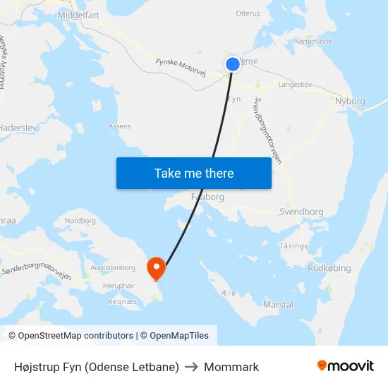 Højstrup Fyn (Odense Letbane) to Mommark map
