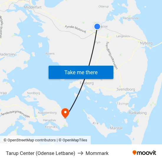 Tarup Center (Odense Letbane) to Mommark map