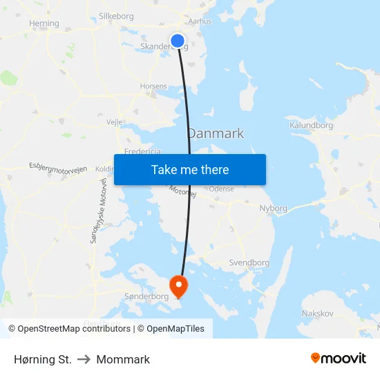 Hørning St. to Mommark map