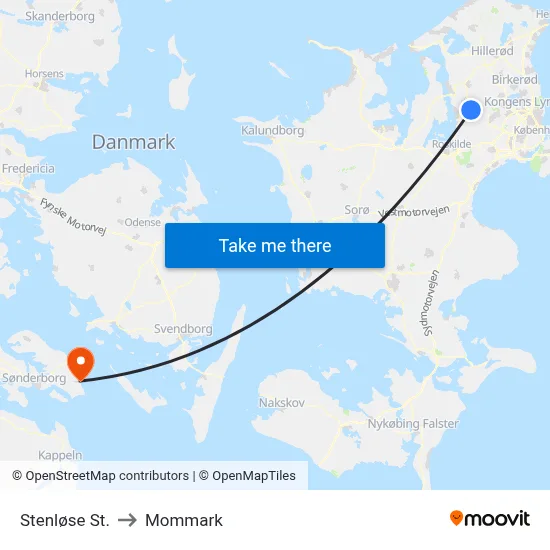 Stenløse St. to Mommark map