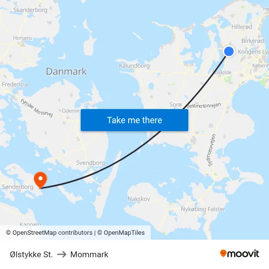 Ølstykke St. to Mommark map