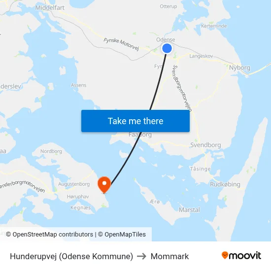 Hunderupvej (Odense Kommune) to Mommark map