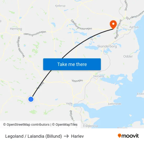 Legoland / Lalandia (Billund) to Harlev map