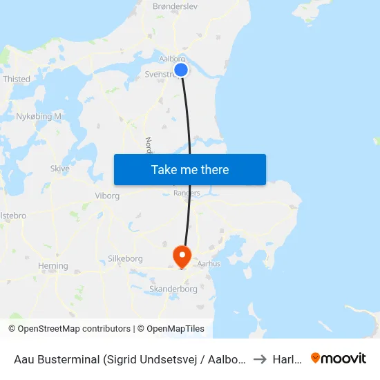 Aau Busterminal (Sigrid Undsetsvej / Aalborg) to Harlev map
