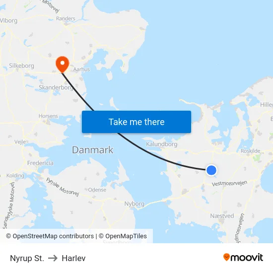 Nyrup St. to Harlev map