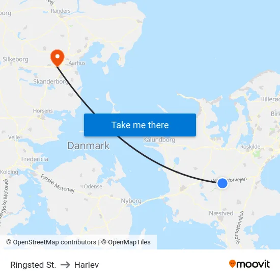 Ringsted St. to Harlev map
