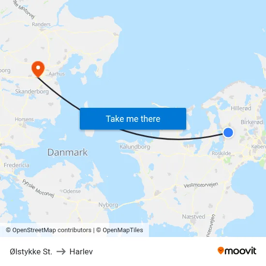 Ølstykke St. to Harlev map