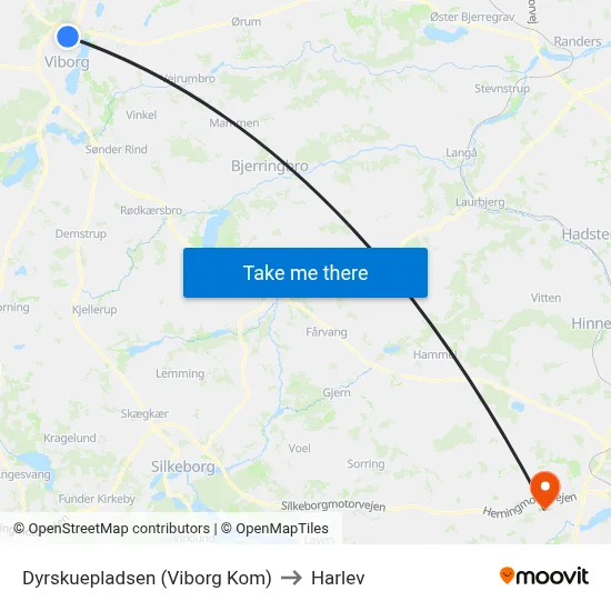 Dyrskuepladsen (Viborg Kom) to Harlev map