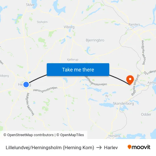Lillelundvej/Herningsholm (Herning Kom) to Harlev map
