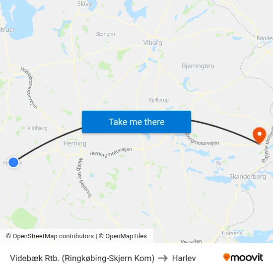 Videbæk Rtb. (Ringkøbing-Skjern Kom) to Harlev map
