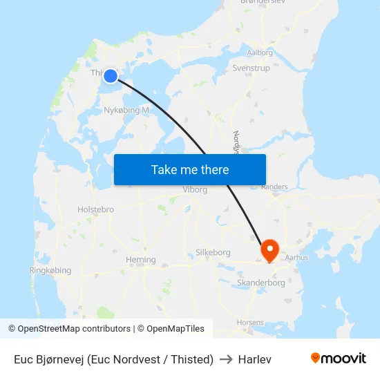 Euc Bjørnevej (Euc Nordvest / Thisted) to Harlev map