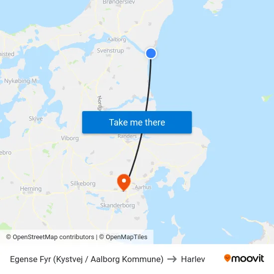 Egense Fyr (Kystvej / Aalborg Kommune) to Harlev map