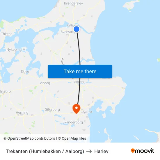 Trekanten (Humlebakken / Aalborg) to Harlev map