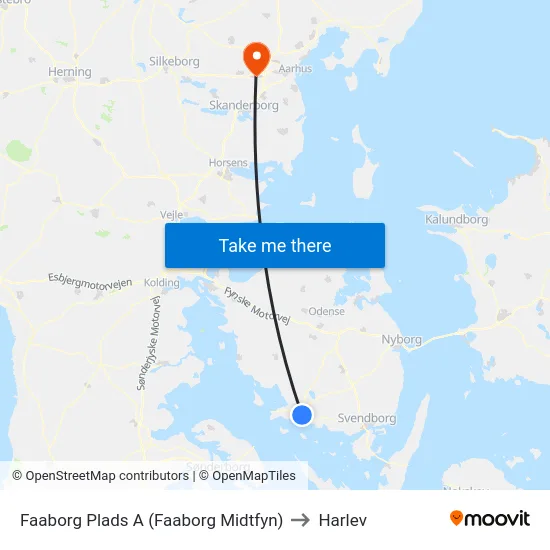 Faaborg Plads A (Faaborg Midtfyn) to Harlev map