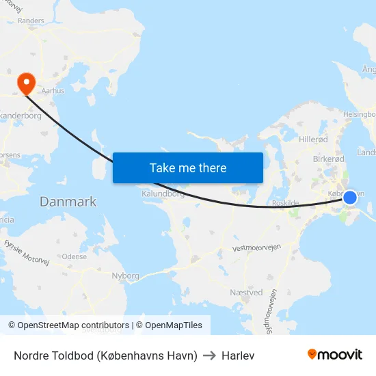 Nordre Toldbod (Københavns Havn) to Harlev map