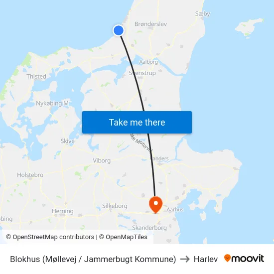 Blokhus (Møllevej / Jammerbugt Kommune) to Harlev map