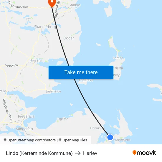 Lindø (Kerteminde Kommune) to Harlev map