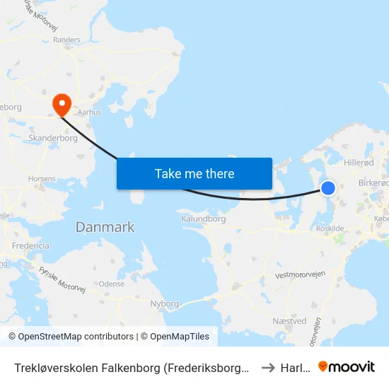 Trekløverskolen Falkenborg (Frederiksborggade) to Harlev map