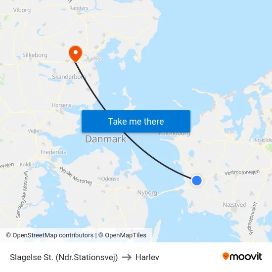 Slagelse St. (Ndr.Stationsvej) to Harlev map