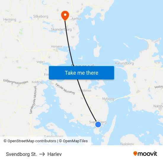 Svendborg St. to Harlev map