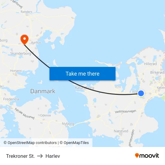 Trekroner St. to Harlev map