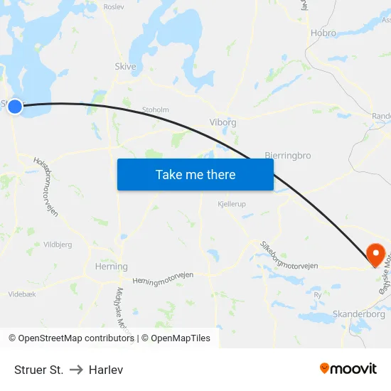 Struer St. to Harlev map