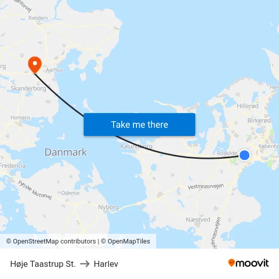 Høje Taastrup St. to Harlev map