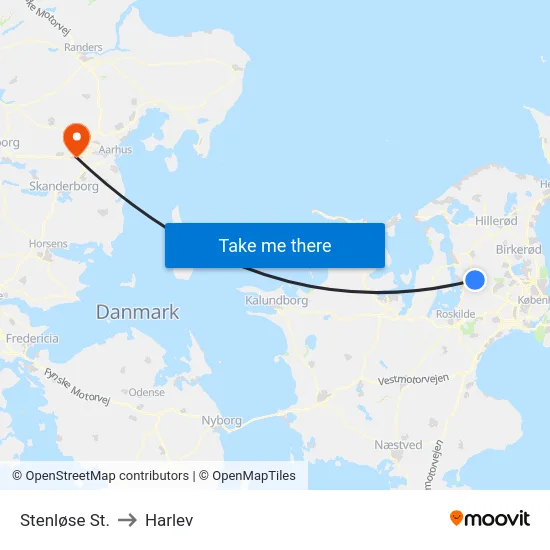 Stenløse St. to Harlev map