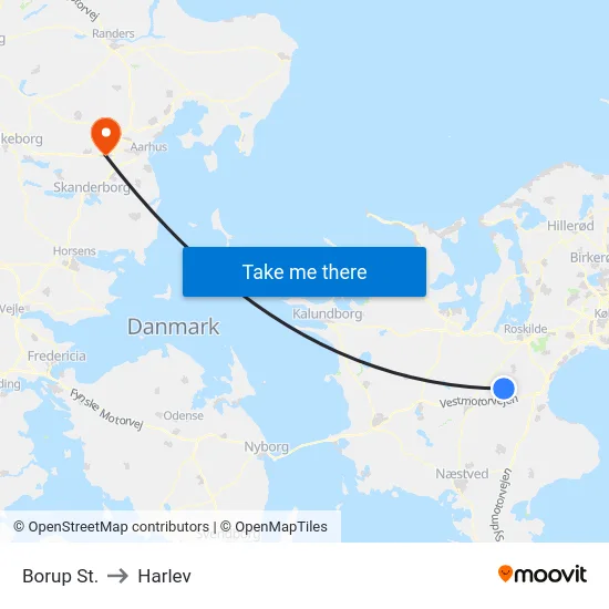 Borup St. to Harlev map