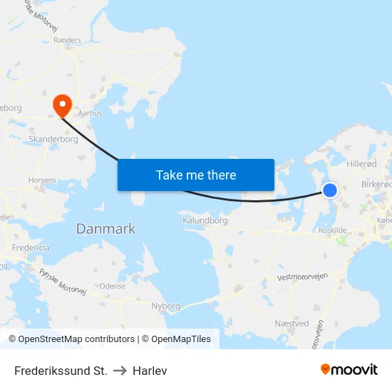 Frederikssund St. to Harlev map