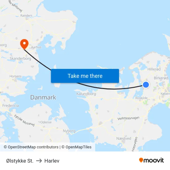 Ølstykke St. to Harlev map