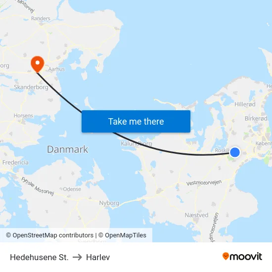 Hedehusene St. to Harlev map