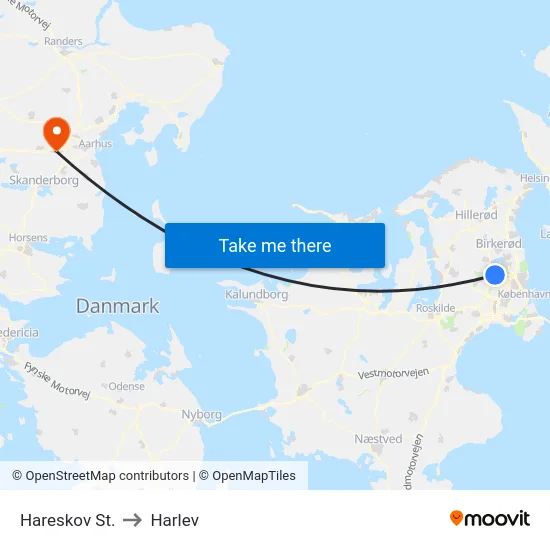 Hareskov St. to Harlev map