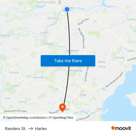 Randers St. to Harlev map