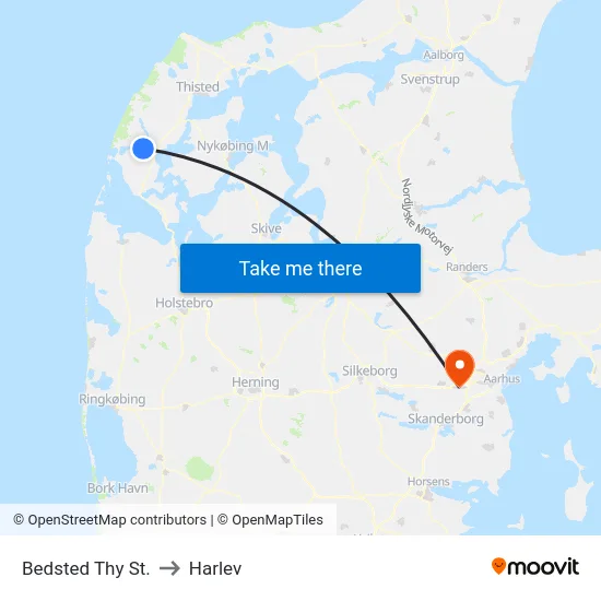 Bedsted Thy St. to Harlev map