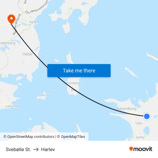Svebølle St. to Harlev map