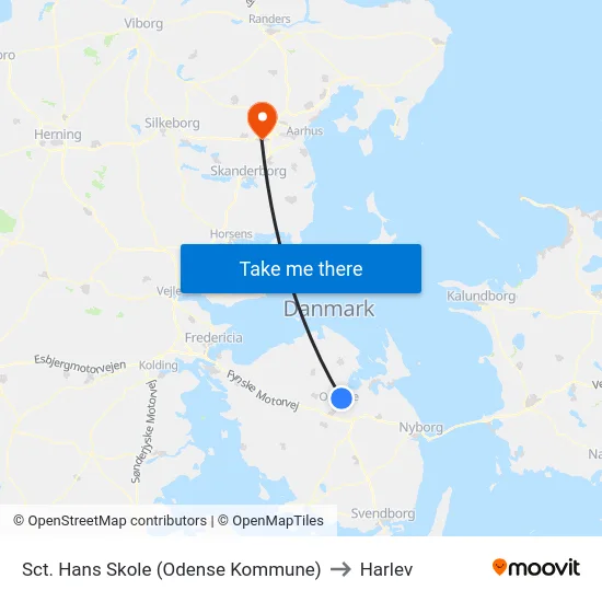 Sct. Hans Skole (Odense Kommune) to Harlev map