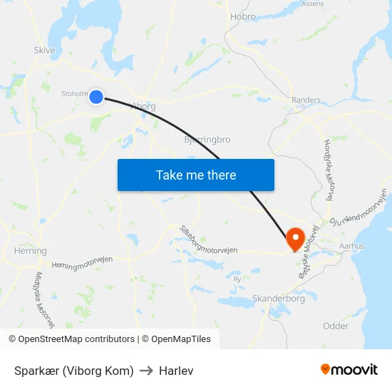 Sparkær (Viborg Kom) to Harlev map