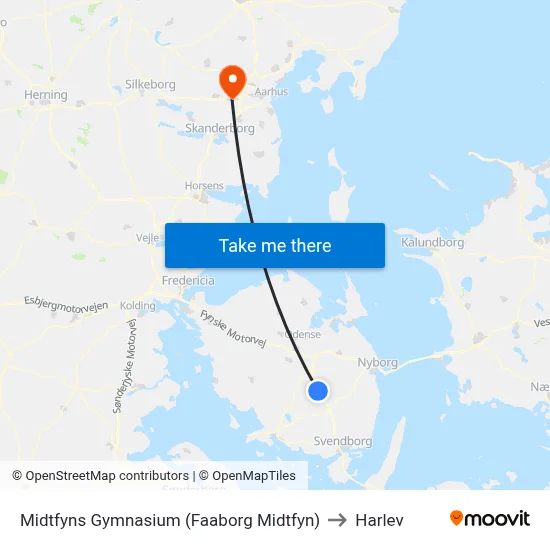 Midtfyns Gymnasium (Faaborg Midtfyn) to Harlev map