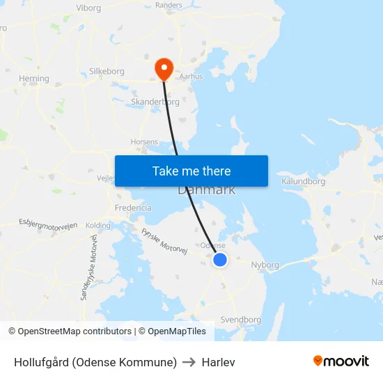 Hollufgård (Odense Kommune) to Harlev map