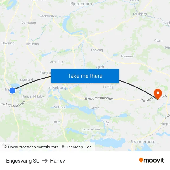 Engesvang St. to Harlev map
