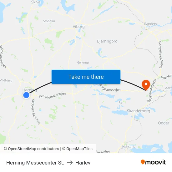Herning Messecenter St. to Harlev map