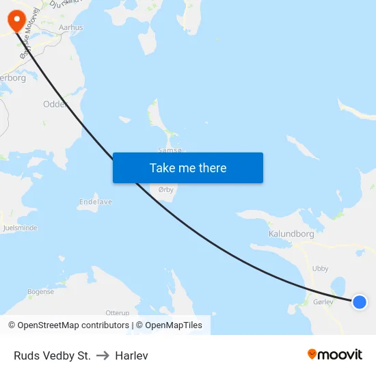 Ruds Vedby St. to Harlev map
